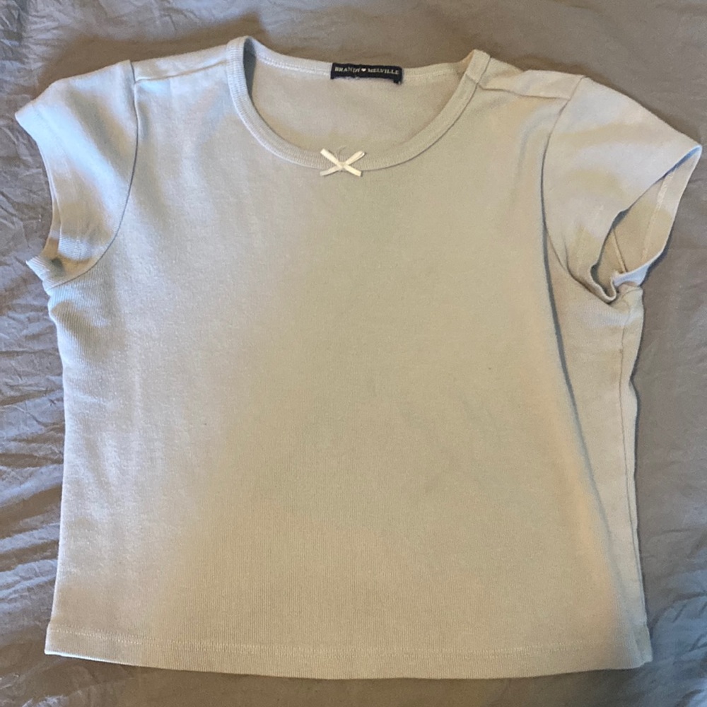 Brandy Melville light blue bow top